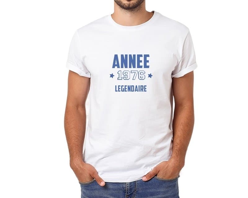 T-shirt blanc homme année vintage année 1976