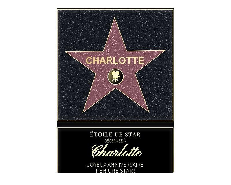 Affiche etoile de star personnalisée pour une Charlotte