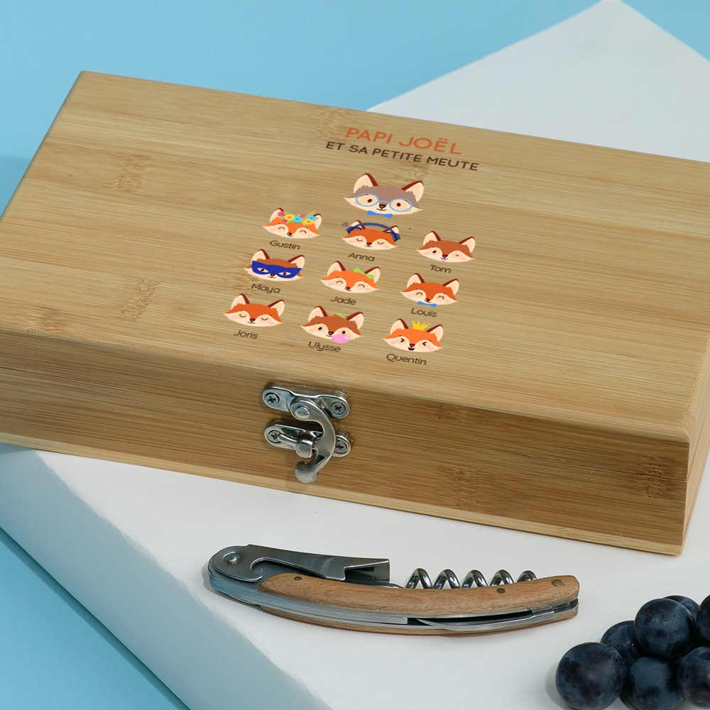 Coffret sommelier personnalisé - 5 accessoires - Papi Renard