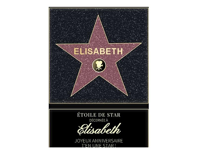 Affiche etoile de star personnalisée pour une Elisabeth