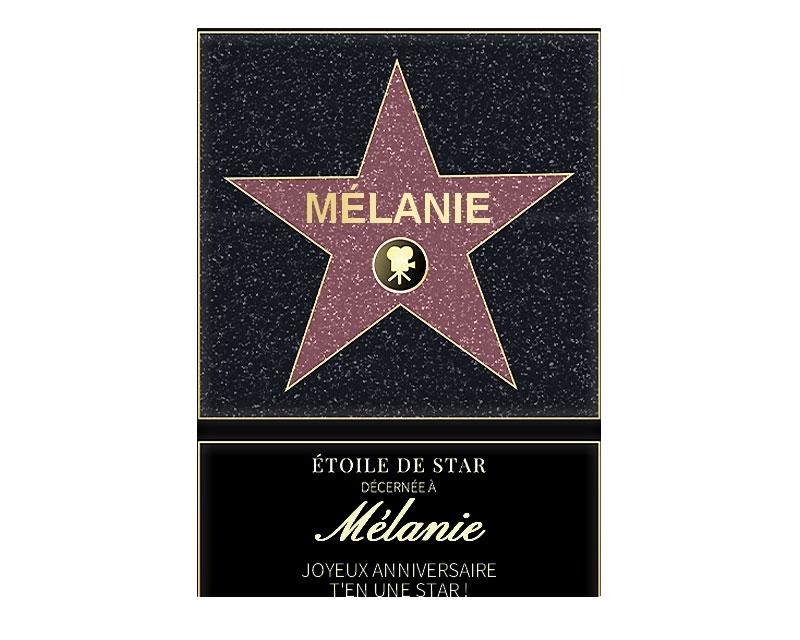 Affiche etoile de star personnalisée pour une Mélanie