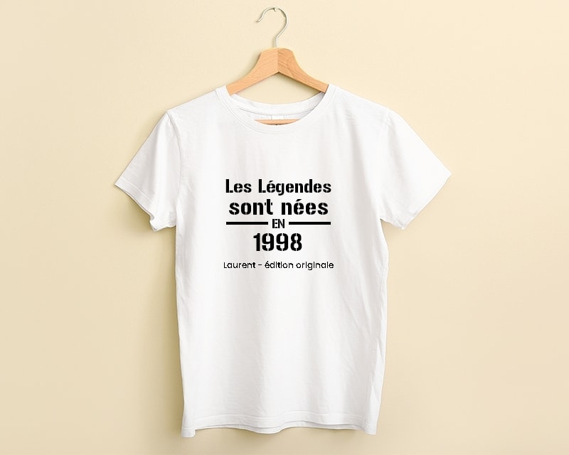 Tee shirt personnalisé femme - Les Légendes sont nées en 1998
