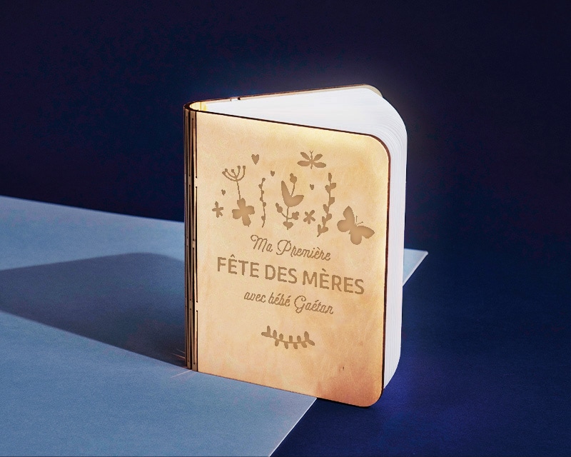 Lampe livre lumineux personnalisé - Première Fête des Mères