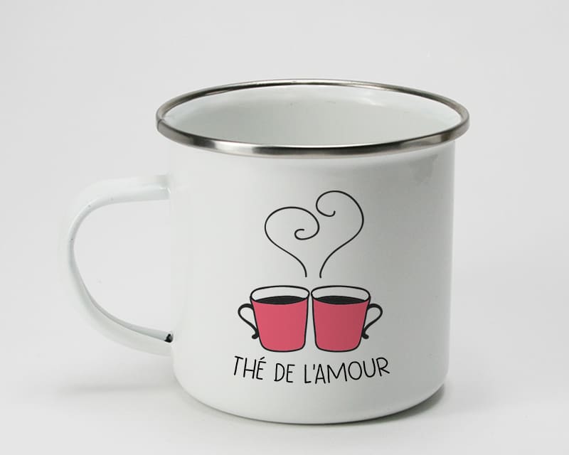 Mug émaillé personnalisé prénoms couple - Coeur