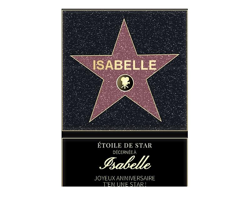 Affiche etoile de star personnalisée pour une Isabelle