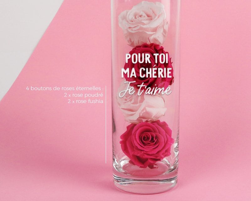 Vase cylindre avec message femme 95 ans