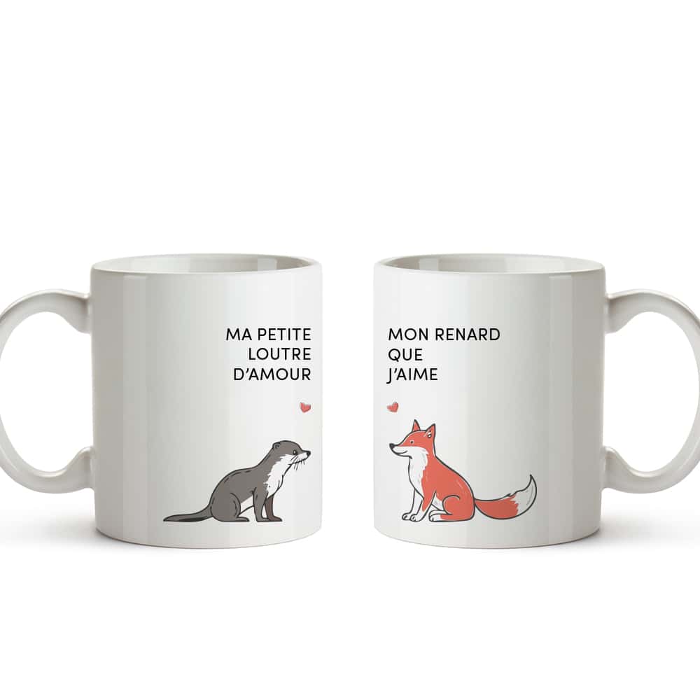 Duo de mugs personnalisés - Couple d'animaux