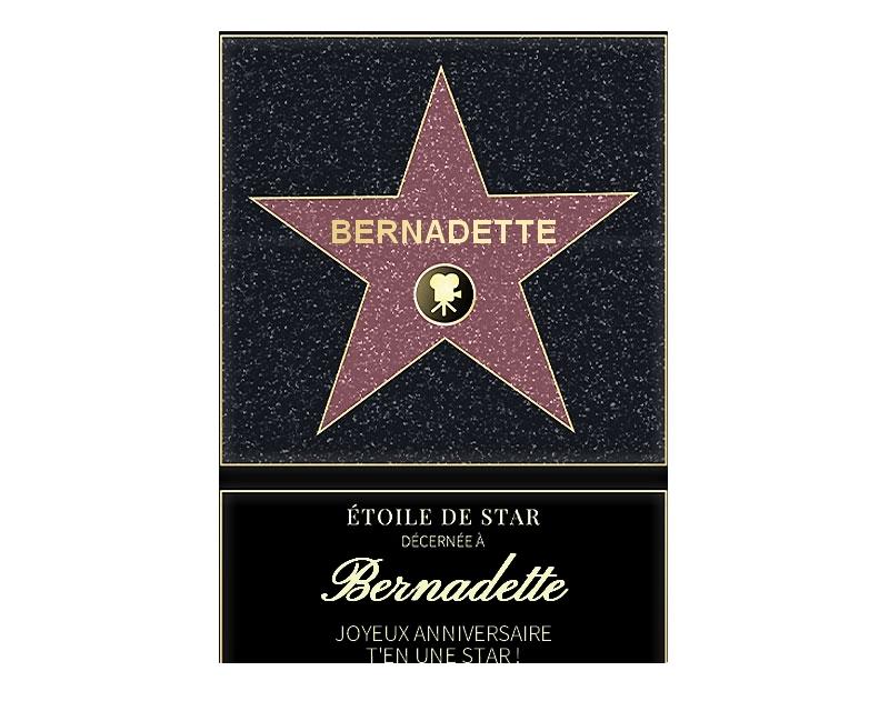 Affiche etoile de star personnalisée pour une Bernadette