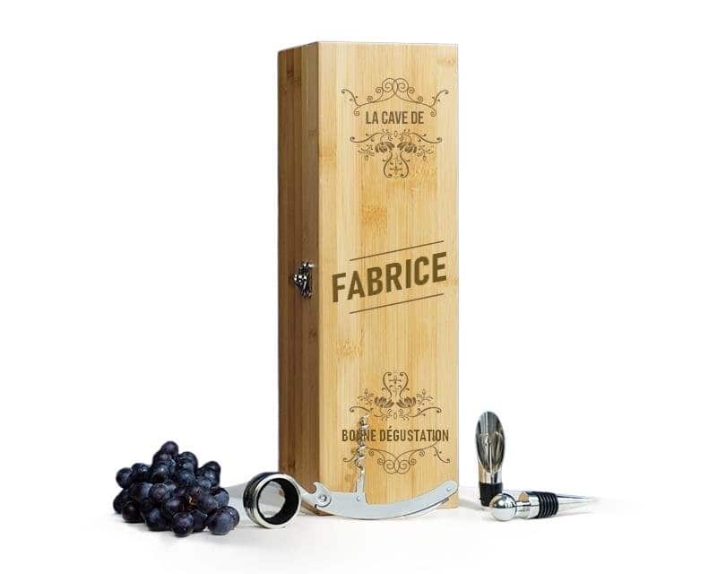 Coffret sommelier 4 accessoires personnalisé pour un Fabrice