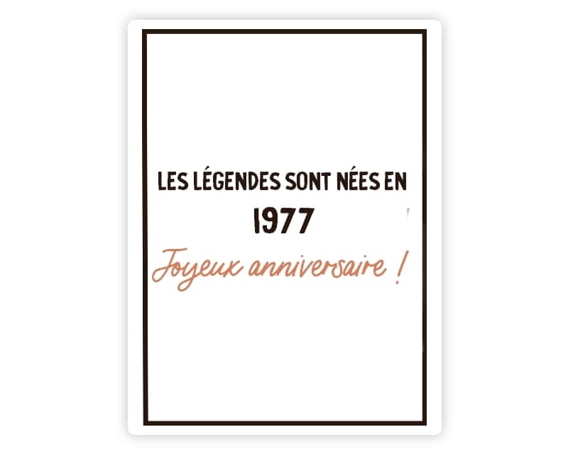 Bouteille de champagne message générique année 1977