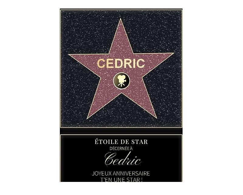 Affiche etoile de star personnalisée pour un Cedric