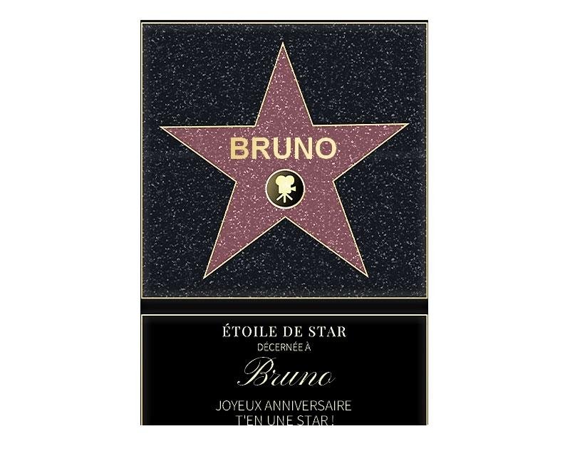 Affiche etoile de star personnalisée pour un Bruno