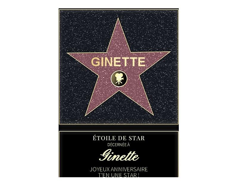 Affiche etoile de star personnalisée pour une Ginette