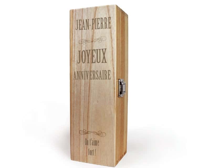 Caisse à vin en bois personnalisée pour un Jean-Pierre