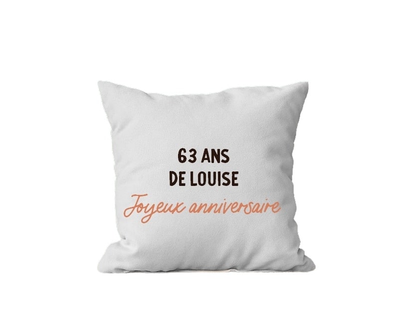 Coussin message personnalisable femme 63 ans