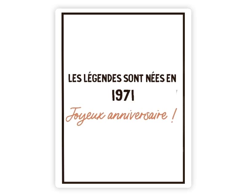 Bouteille de champagne message générique année 1971