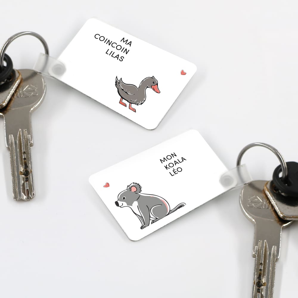 Duo de porte clés personnalisés - Couple d'animaux