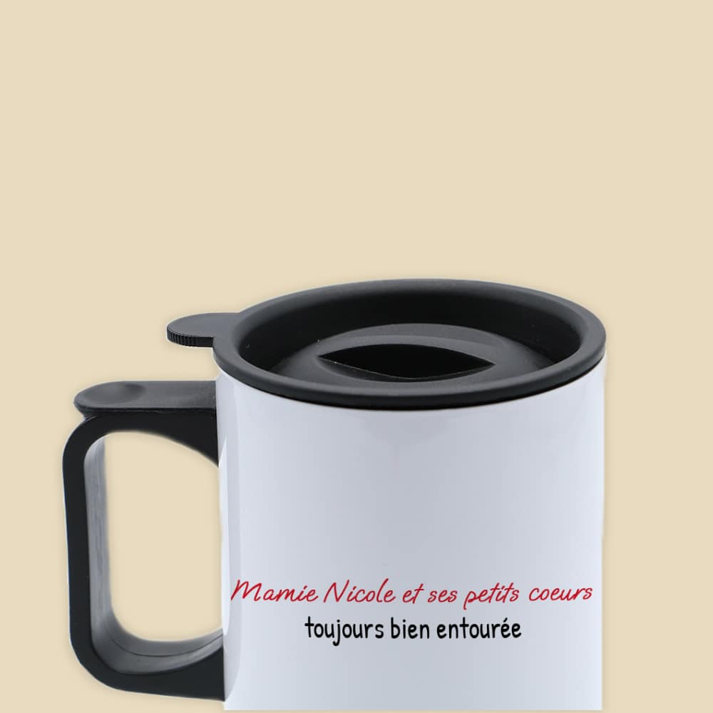 Mug isotherme personnalisé - Mamie et ses petits coeurs