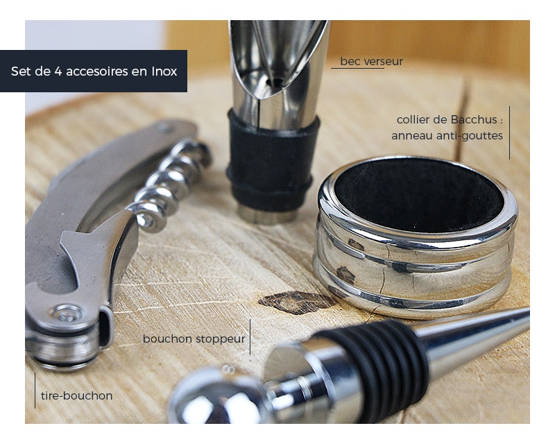 Coffret sommelier personnalisé - 4 accessoires - La cave de