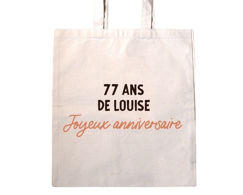 Tote bag avec message femme 77 ans