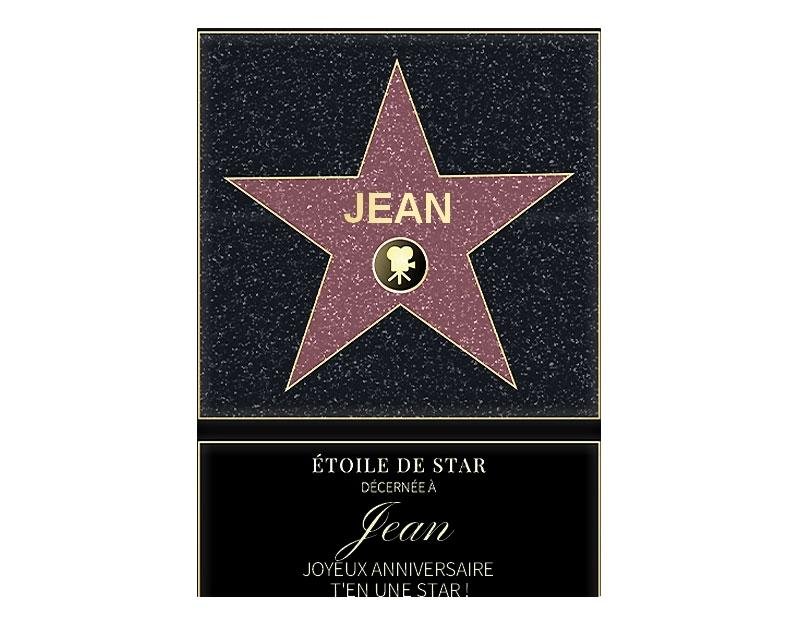 Affiche etoile de star personnalisée pour un Jean