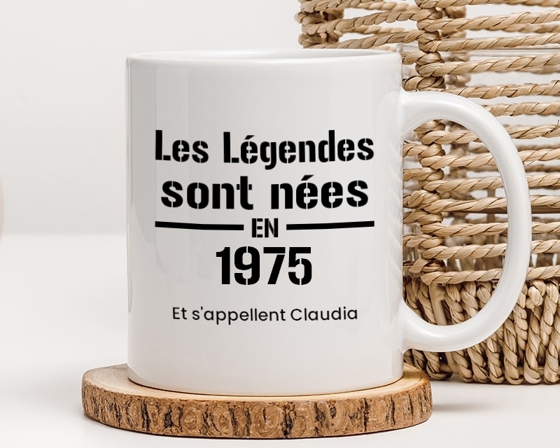 Mug personnalisé - Les Légendes sont nées en 1975