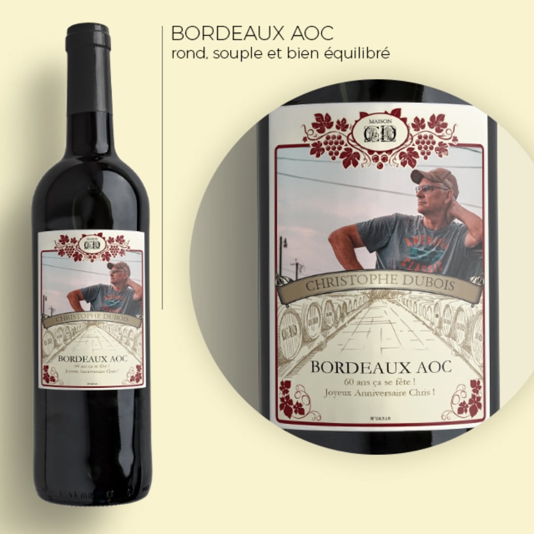 Bouteille de vin rouge personnalisée - Cadeaux.com