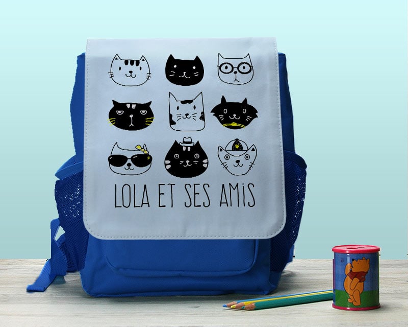 Sac à dos bleu marine Chats