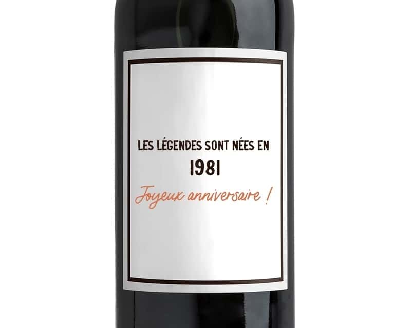 bouteille de vin rouge message générique homme né en 1981