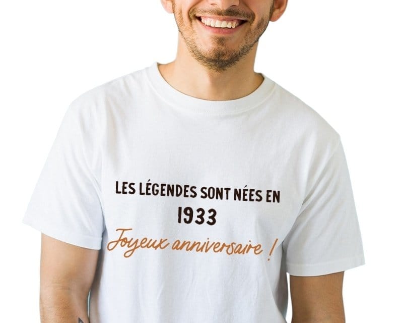 T-shirt blanc homme message générique année 1933