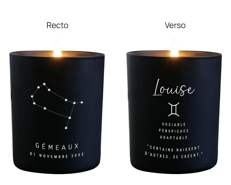 Bougie personnalisée Constellation - Gémeaux