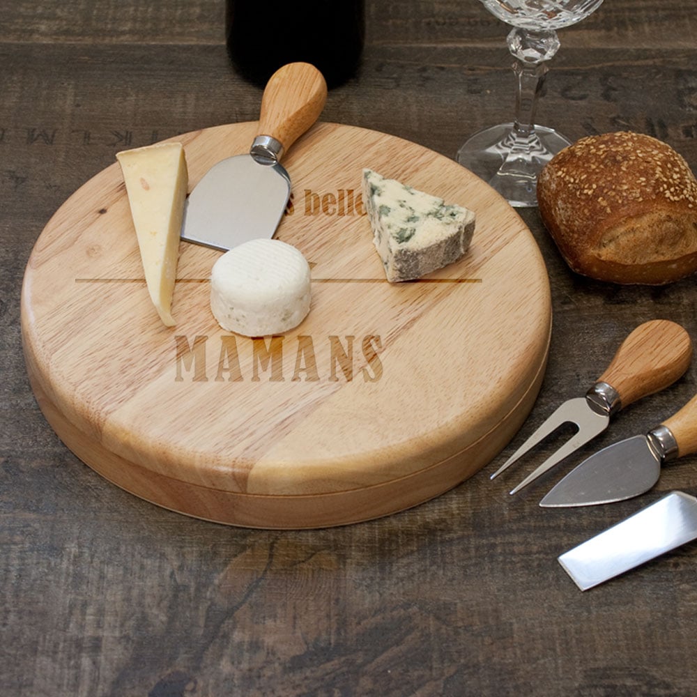 Set à fromage personnalisé en bois - Cadeaux.com