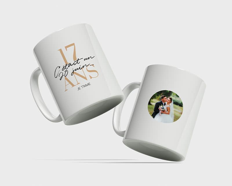 Mug personnalisé anniversaire de mariage - Noces de Rose