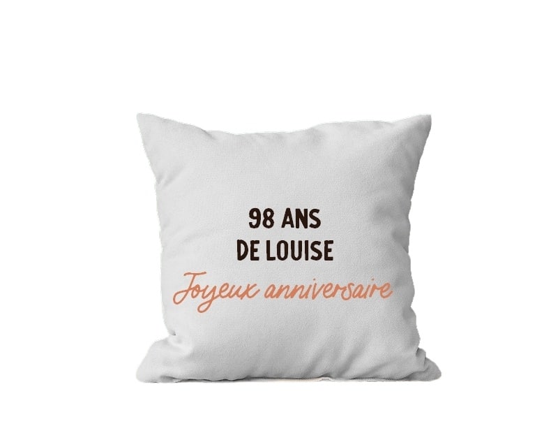 Coussin message personnalisable femme 98 ans