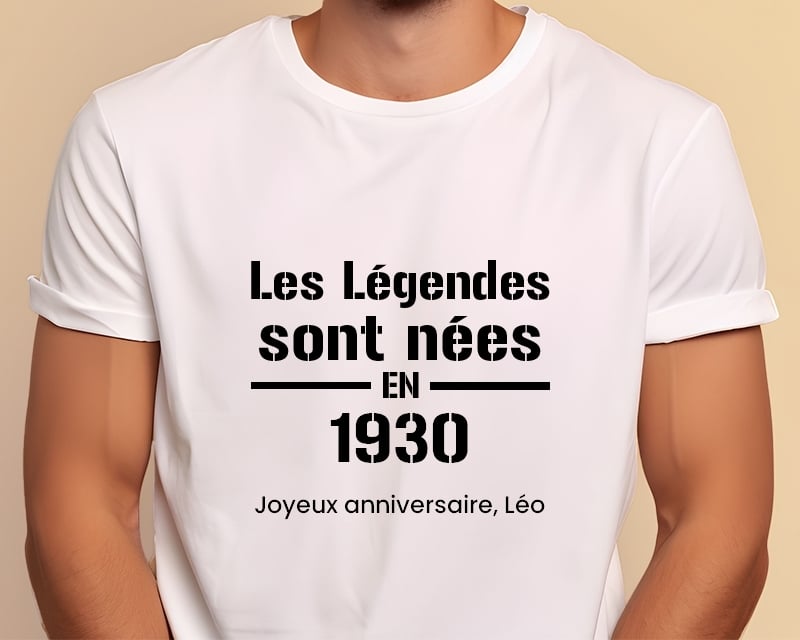 Tee shirt personnalisé homme - Les Légendes sont nées en 1930