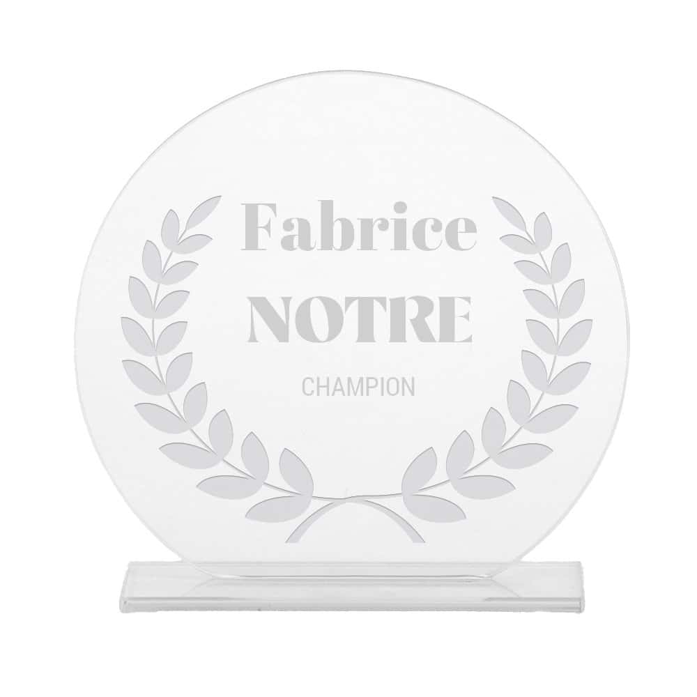 Trophée en verre personnalisé pour un Fabrice