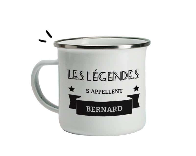 Mug émaillé personnalisé pour un Bernard