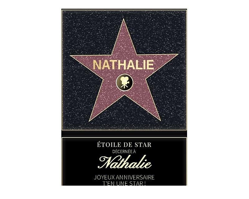 Affiche etoile de star personnalisée pour une Nathalie