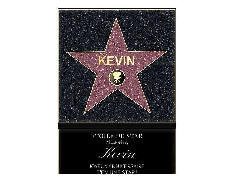 Affiche etoile de star personnalisée pour un Kevin