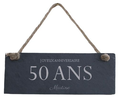 Plaque de porte en ardoise femme 50 ans