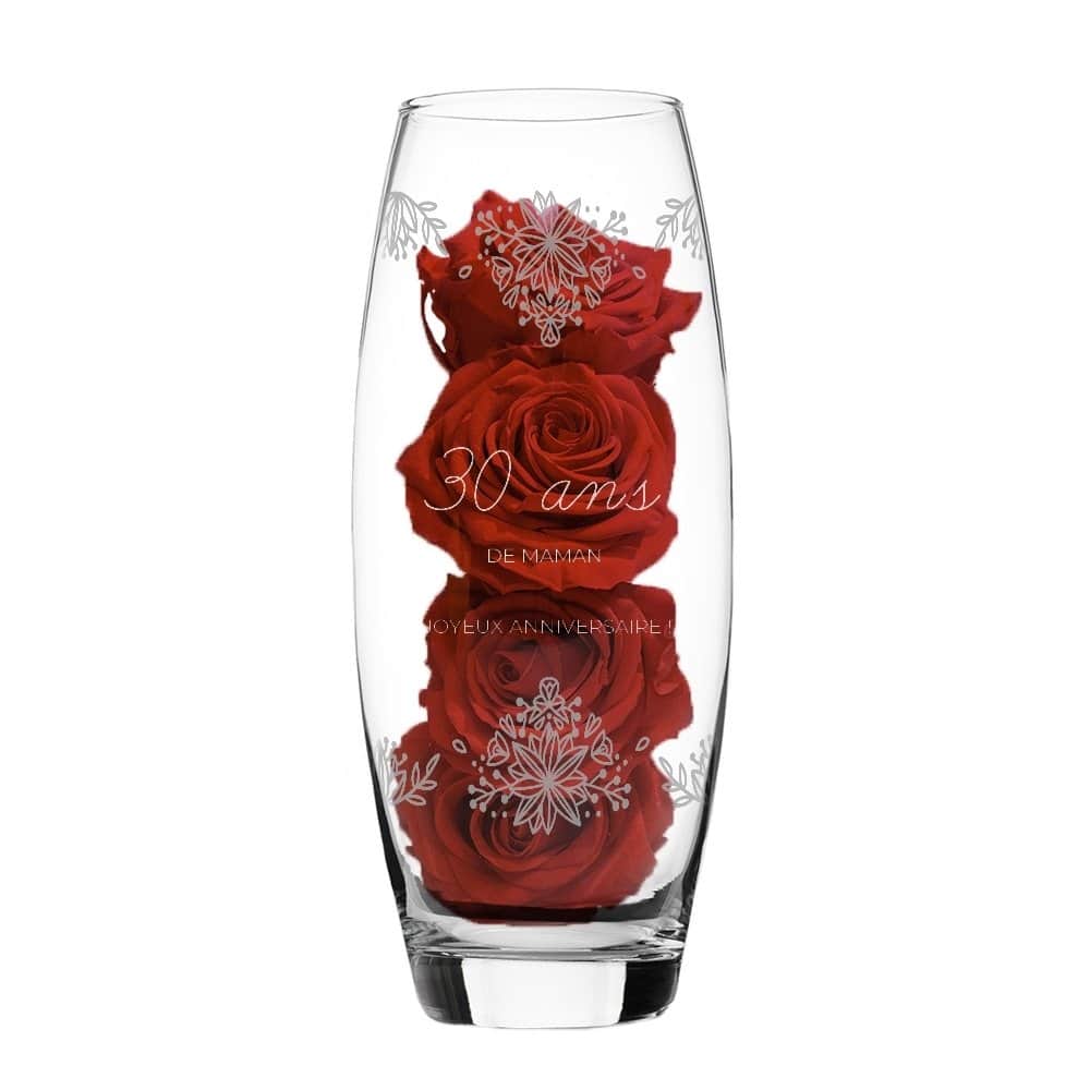 Vase ovale fleurs maman 30 ans