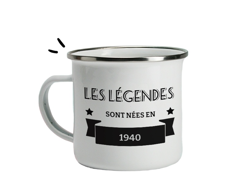 mug émaillé légendes homme né en 1940