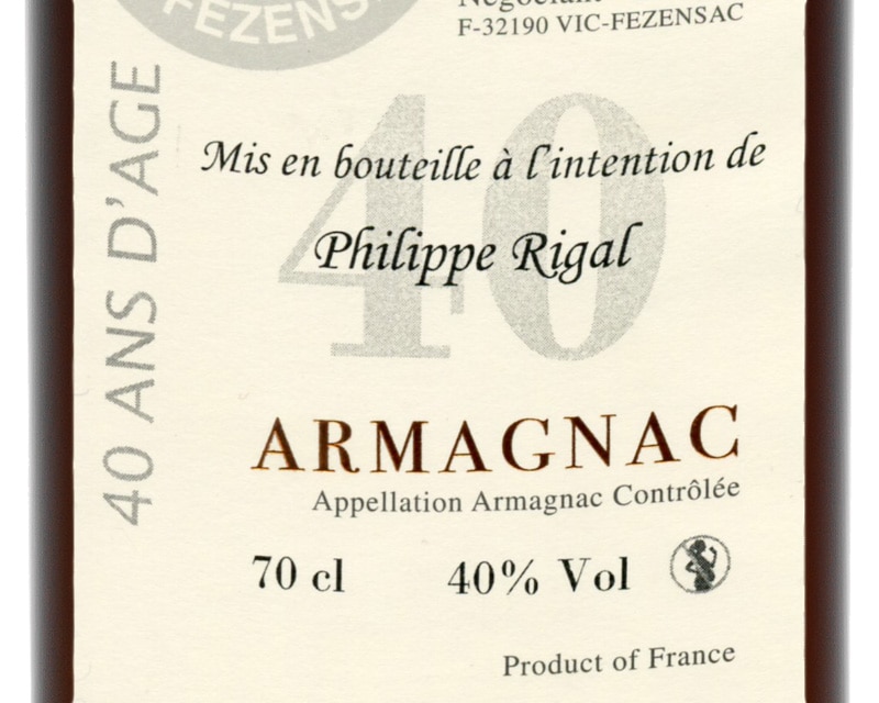 Bouteille d'Armagnac personnalisée 40 ans