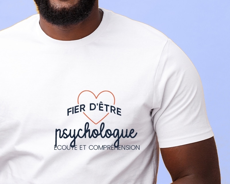 Tee shirt personnalisé homme - Fier d'être psychologue