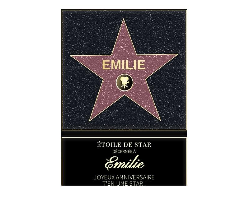 Affiche etoile de star personnalisée pour une Emilie