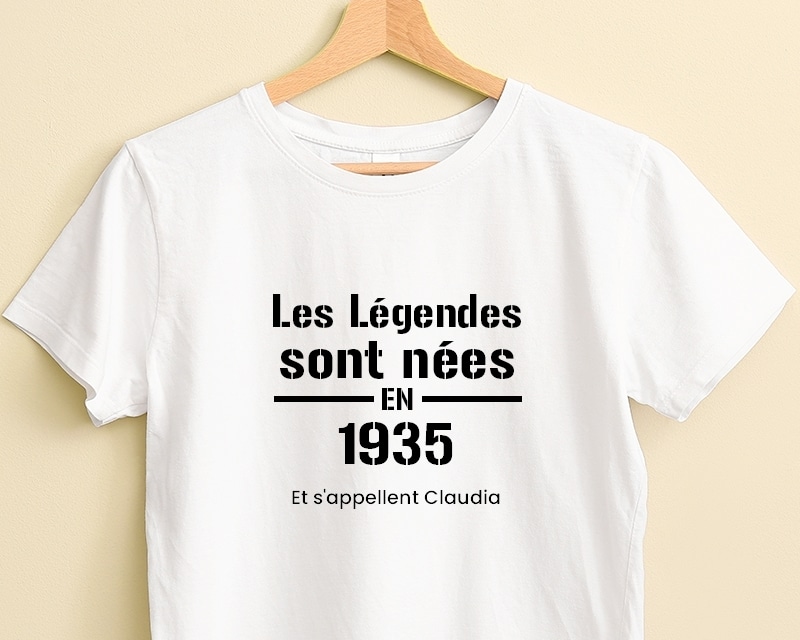 Tee shirt personnalisé femme - Les Légendes sont nées en 1935