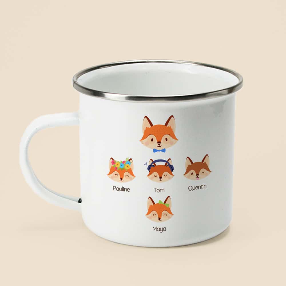 Mug personnalisé émaillé - Papa Renard et sa meute