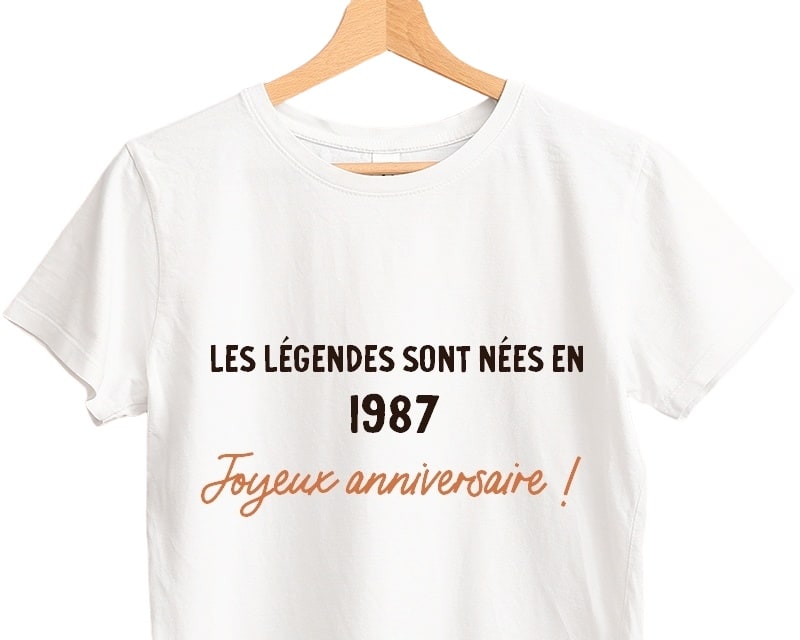 T-shirt blanc femme message générique femme née en 1987