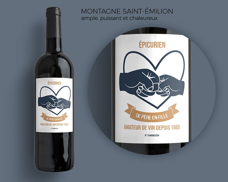 Bouteille de vin de Bordeaux personnalisée - De Père en Fils / Fille