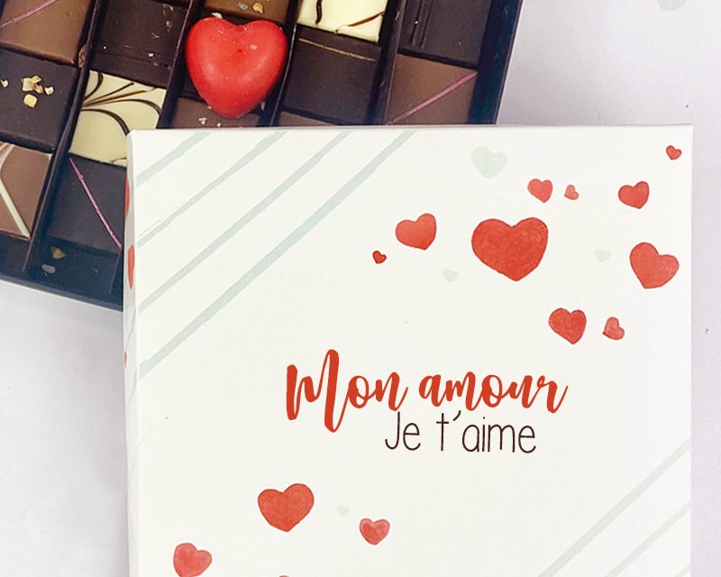 Coffret personnalisé de 25 chocolats - Amour